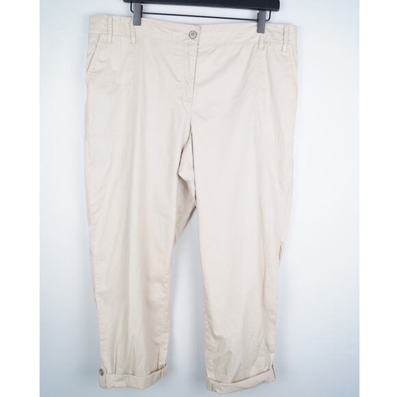 Talbots Causal Capri Button Cuffed Ankle Pants Tan High Rise Size 16 Petite - Picture 1 of 10